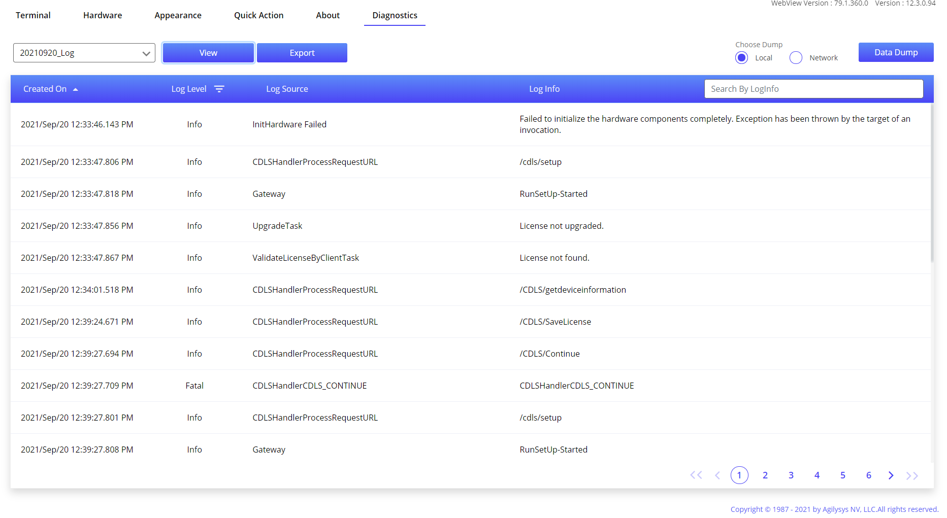 View and Export Logs